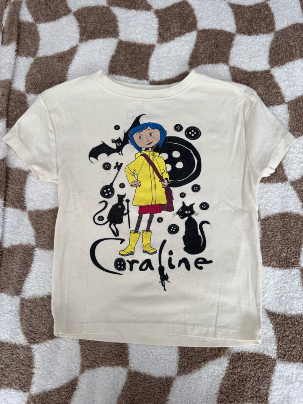 Coraline Graphic Crop Top - Cream with Yellow Accent Women XS